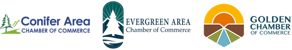 Evergreen, Golden, and Conifer Chambers of Commerce logos